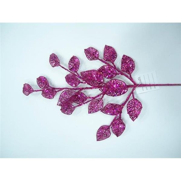 Queens Of Christmas Queens of Christmas WL-PCK24-LF-PI 24 in. Pink Leaf Pick with Pink Glitter WL-PCK24-LF-PI